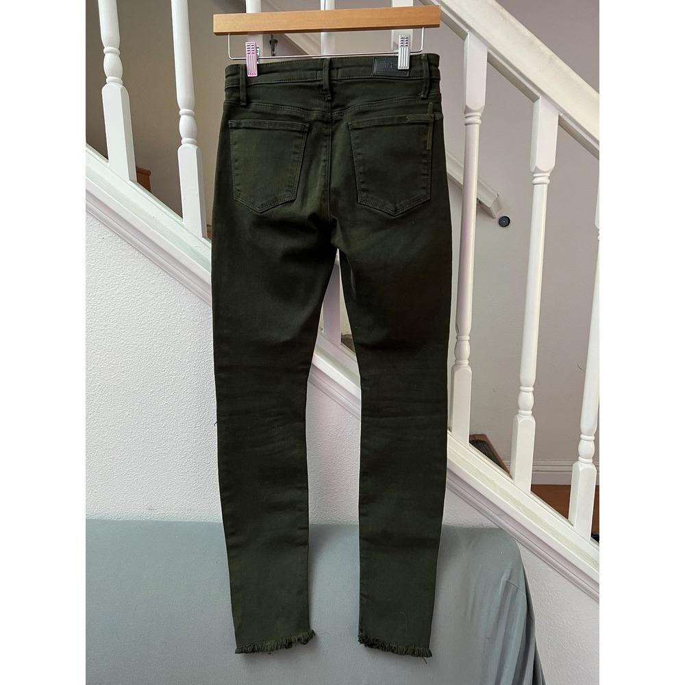 RtA Olive Green Distressed Knee Skinny Jeans Raw Hem Made in LA Womens Size 26 - Picture 3 of 5